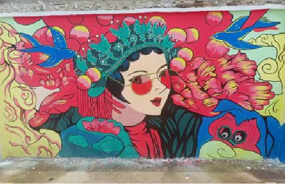 阆中墙体彩绘-网红墙