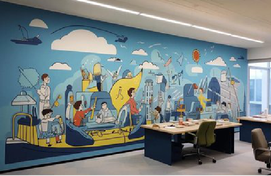 阆中办公室墙绘的特点。